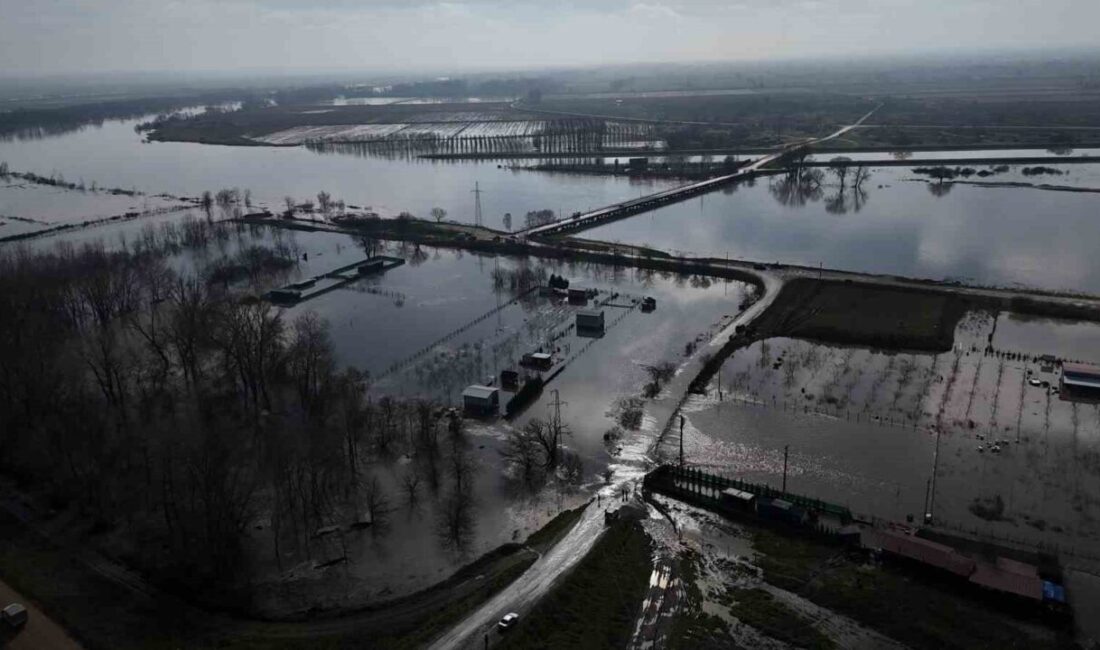 Bulgaristan’daki yağışlar ve kar erimeleri sonrası debisi artan Meriç Nehri’nin