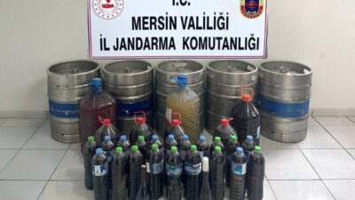 Mersin’de jandarma ekiplerince düzenlenen operasyonda 685 litre sahte içki ele
