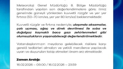 Niğde Valiliği, il genelinde etkili olması beklenen kuvvetli rüzgar ve