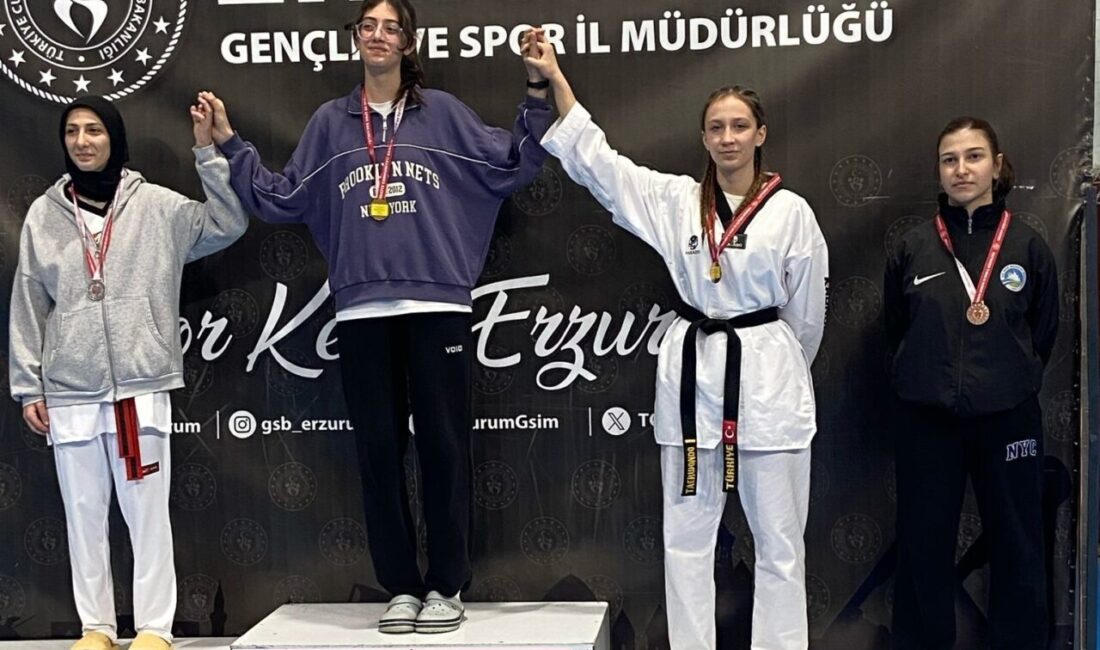 Erzurum’un Oltu ilçesinden, düzenlenen Okullararası Taekwondo İl Birinciliği Müsabakaları’na katılan