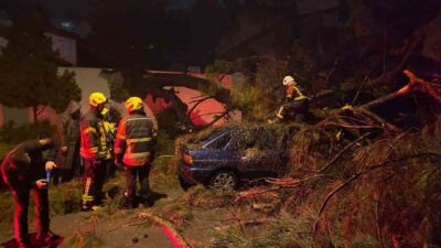 Aydın’ın Efeler ilçesinde şiddetli yağmur ve rüzgarın etkisi ile bir