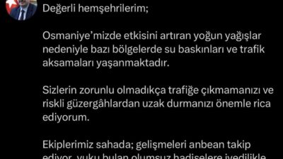 Osmaniye’de akşam saatlerinde başlayan şiddetli yağış ve fırtına kent genelinde