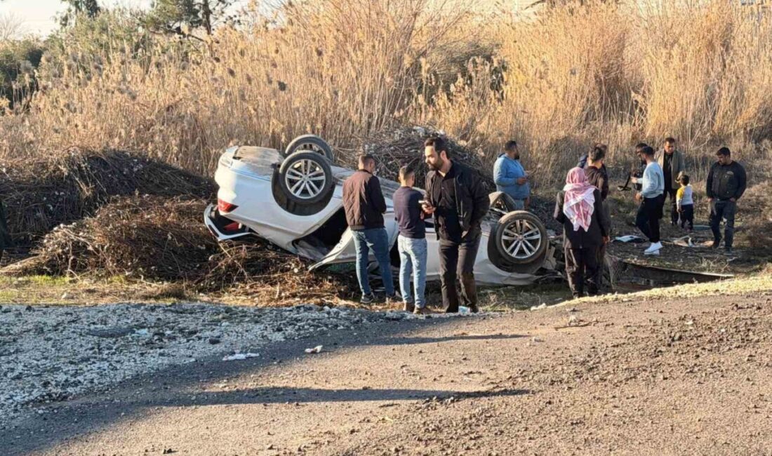 Şanlıurfa’nın Akçakale ilçesinde kontrolden çıkarak devrilen otomobilin sürücüsü, yol kenarına