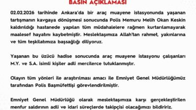 Ankara’da bir araç muayene istasyonunda polis memuru Melih Okan Keskin’in