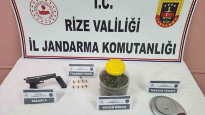 Rize’de İl Jandarma Komutanlığı tarafından yapılan uyuşturucu operasyonunda 2 kişi