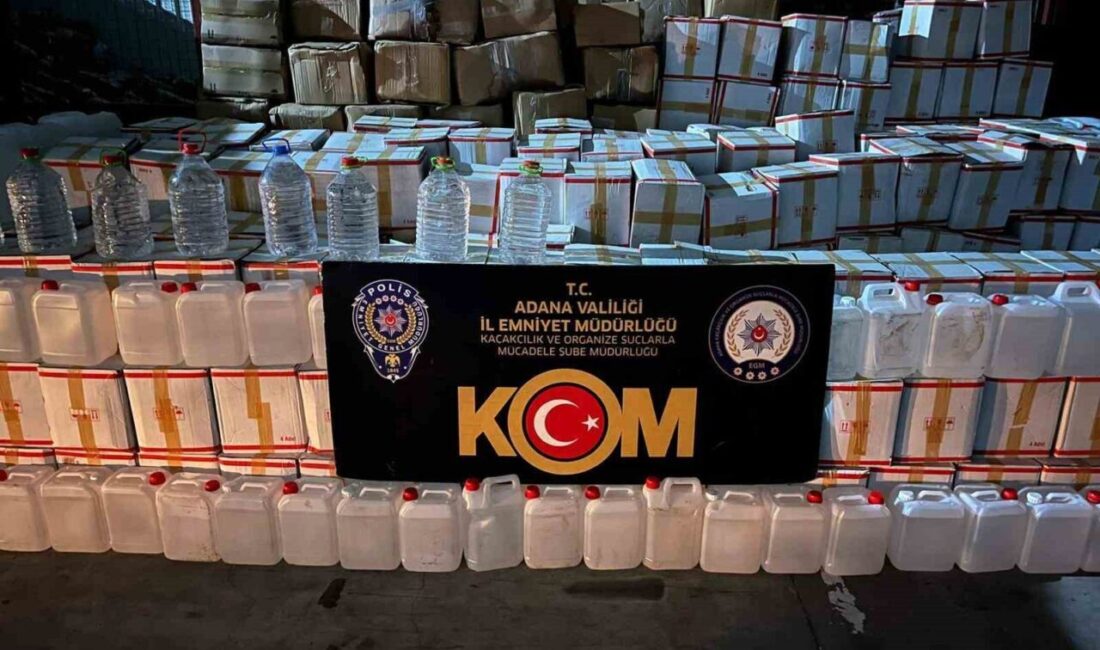 Adana’da sahte içki dağıtımı yapıldığı belirlenen depoya yapılan baskında 21