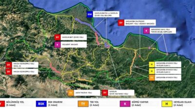 Karayolları 7. Bölge Müdürlüğü tarafından Samsun’da sürdürülen yol projelerinin toplam
