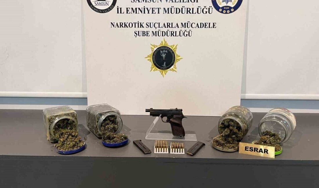 Samsun’un İlkadım ilçesinde narkotik ekiplerince düzenlenen operasyonda uyuşturucu madde ile