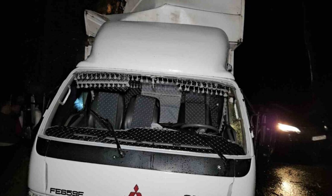 Sarıyer’de yağmur sonrası kayganlaşan yolda kontrolünü kaybeden kamyonet, yol kenarında