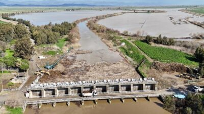 Aşırı yağışların ardından Büyük Menderes Nehri’nin taşıdığı rüsubat Söke Regülatörü’nde