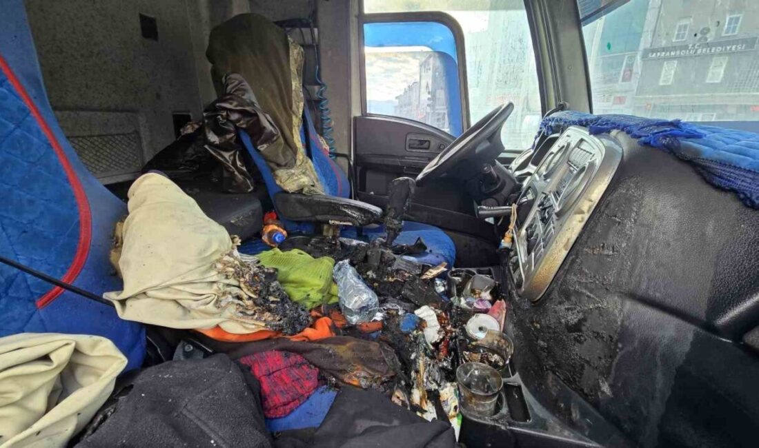 Karabük’ün Safranbolu ilçesinde su yüklü bir tırın sürücü kabininde çıkan