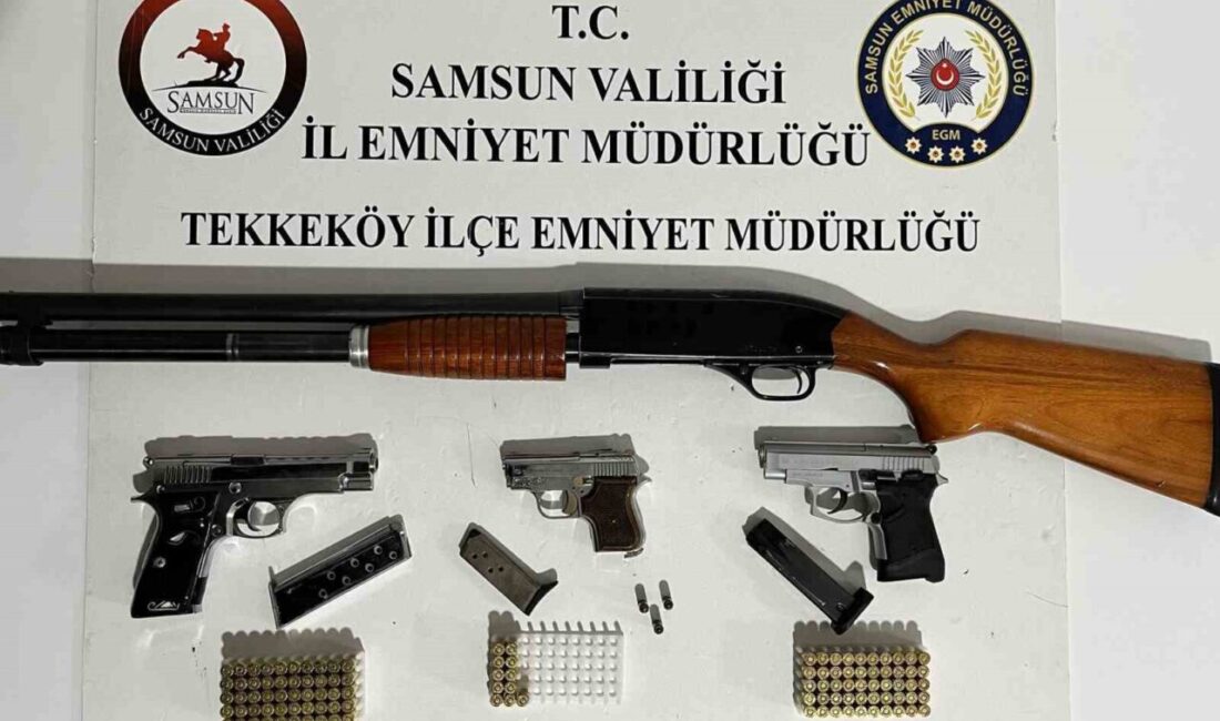 Samsun’un Tekkeköy ilçesinde polis ekiplerince düzenlenen operasyonda çok sayıda ruhsatsız