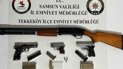 Samsun’un Tekkeköy ilçesinde polis ekiplerince düzenlenen operasyonda çok sayıda ruhsatsız