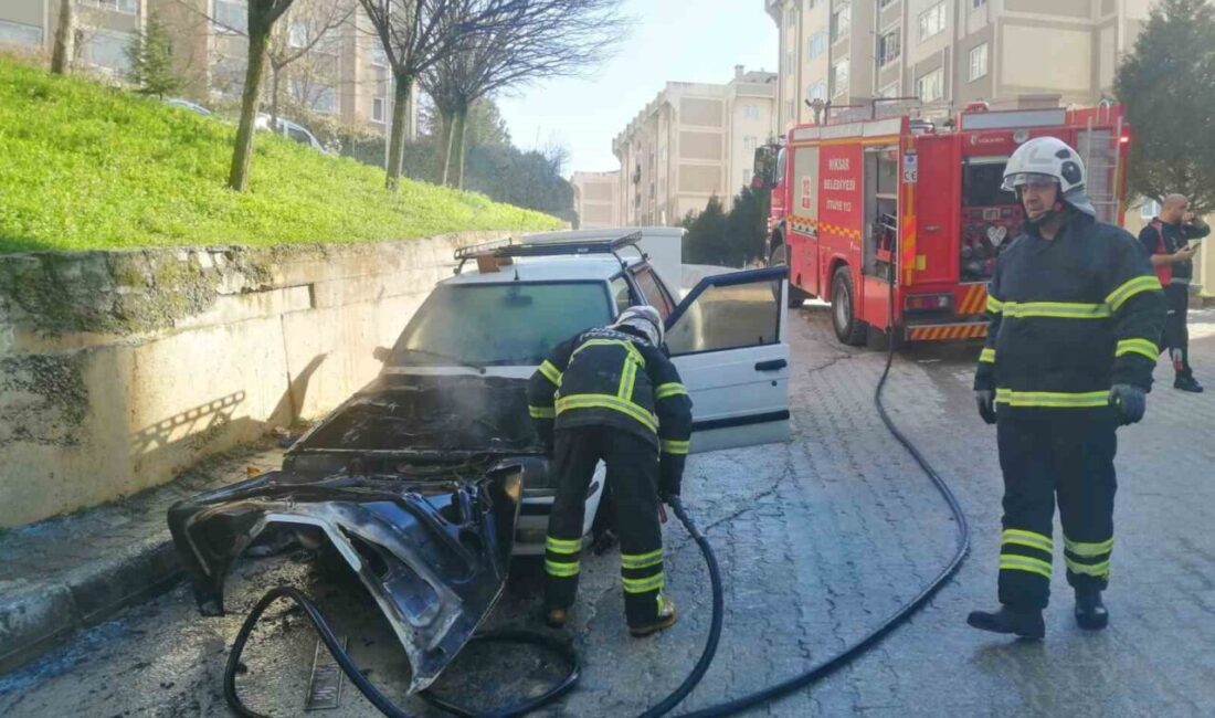Tokat’ın Niksar ilçesinde park halindeki bir otomobil alev alev yandı.