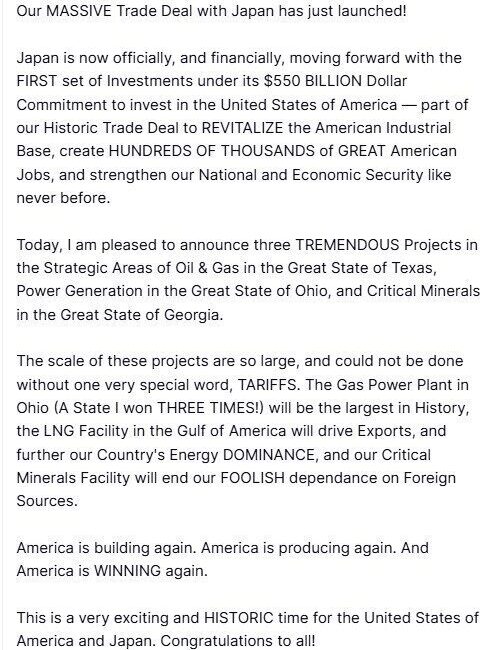 ABD Başkanı Donald Trump, Japonya ile varılan ticaret anlaşmasında yer