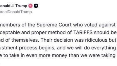 ABD Başkanı Donald Trump, ABD Yüksek Mahkemesi’nin gümrük tarifelerini iptal