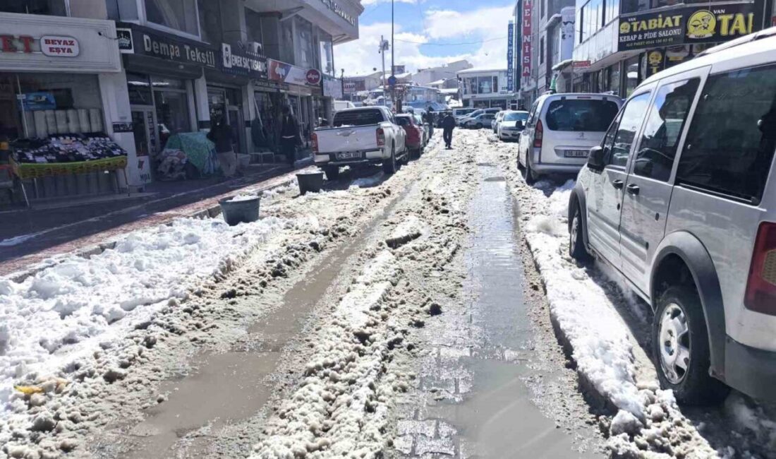Van kent merkezinde etkili olan yoğun kar yağışının ardından cadde