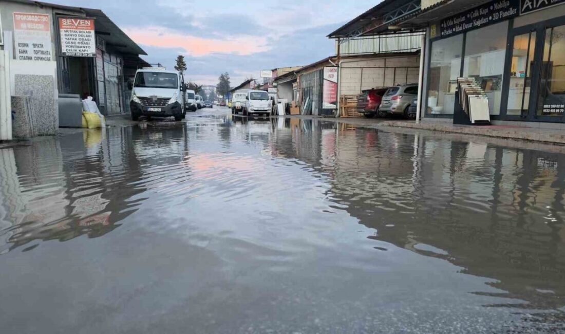 Edirne’de etkili olan sağanak yağışın ardından Yeni Sanayi Sitesi bölgesinde