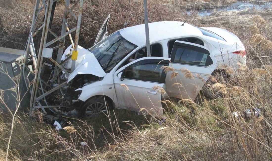 Konya’nın Beyşehir ilçesinde yoldan çıkarak arazideki elektrik direğine çarpan otomobildeki