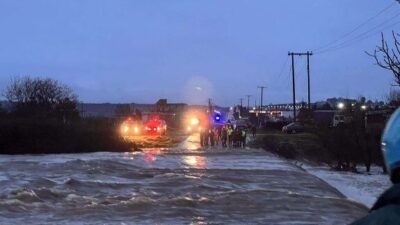 Yunanistan’ın Gümülcine kentinde şiddetli yağışların ardından ere geçişinde meydana gelen
