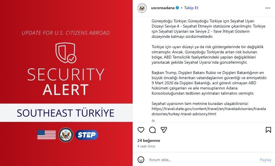 Amerika Birleşik Devletleri (ABD) Dışişleri Bakanlığı, Adana’daki ABD Konsolosluğunda görev