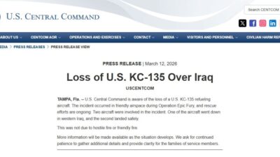 ABD Merkez Komutanlığı (CENTCOM), KC-135 tipi bir yakıt ikmal uçağının