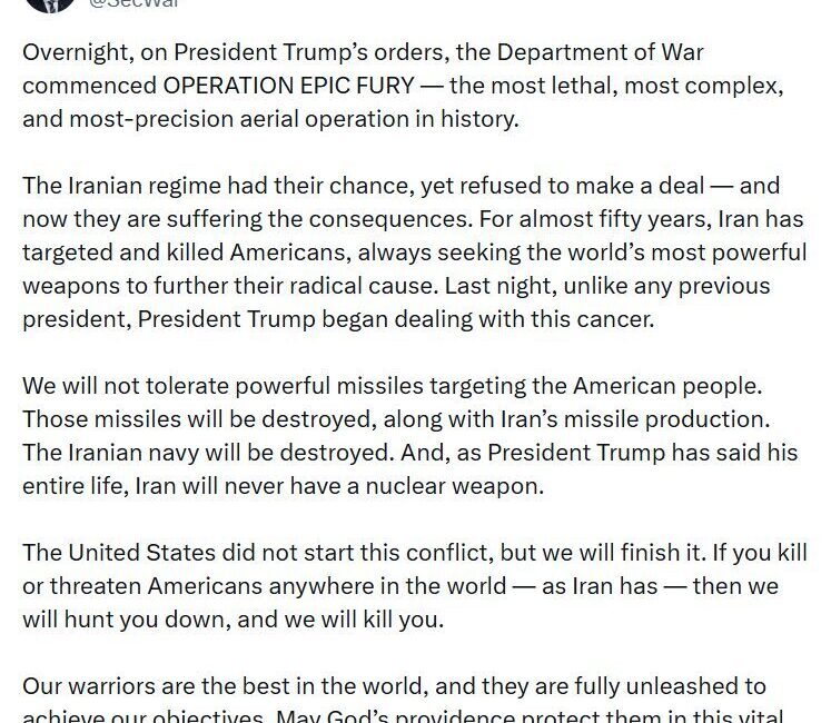ABD Savunma Bakanı Pete Hegseth, İran’la yaşanan çatışmayı ABD’nin başlatmadığını,
