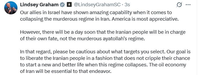 ABD’li Cumhuriyetçi Senatör Lindsey Graham, İsrail’in İran’ın petrol tesislerine yönelik