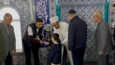 Mersin’in Anamur ilçesinde bayram sabahı Otogar Camiinde düzenlenen etkinlikte, bayram