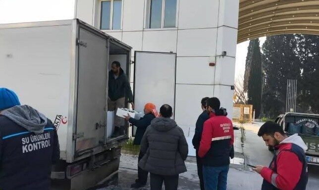 Aydın’da su ürünleri denetimleri sırasında nakil belgesi bulunmayan bir araçta