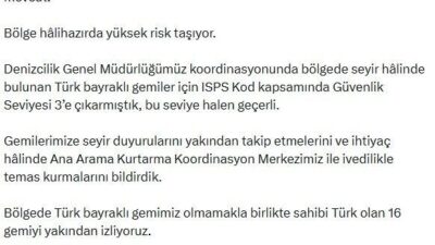 Ulaştırma ve Altyapı Bakanı Abdulkadir Uraloğlu, “Hürmüz Boğazı’ndaki ve bölgedeki