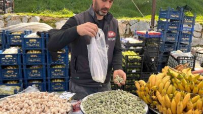 Datça’nın meşhur bademinin ilk hasadı olan çağla, Yatağan Çarşamba Pazarı’nda