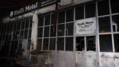 Kırklareli’nin Lüleburgaz ilçesinde sanayi sitesindeki bir demirci dükkânında sobaya tiner