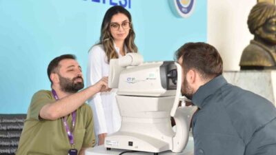 Diyarbakır’da Dünya Glokom Günü dolayısıyla düzenlenen etkinlikte ücretsiz göz tansiyonu