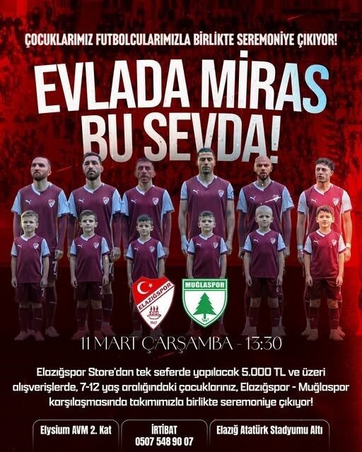 Elazığspor kulübü, Muğlaspor maçı öncesi seremoni kampanyası başlattı. Elazığspor kulübü,