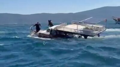 Muğla’nın Milas ilçesi Güllük Körfezi’nde amatör balıkçı teknesi battı, teknedeki