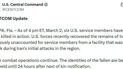 ABD Merkez Komutanlığı (CENTCOM), Cumartesi gününden bu yana İran’a karşı