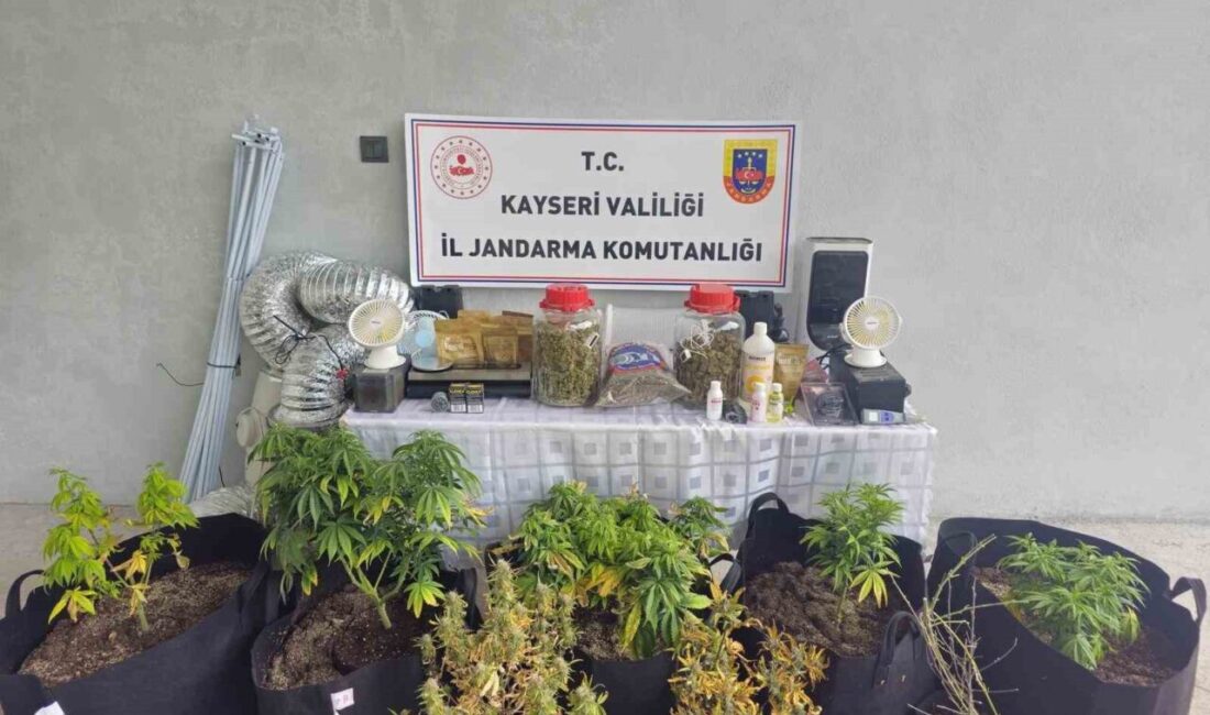 Kayseri’de jandarma ekipleri tarafından düzenlenen uyuşturucu operasyonunda evinde uyuşturucu madde