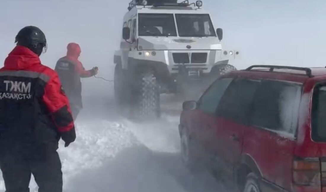 Kazakistan’ın kuzey kesimlerinde etkili olan kar fırtınası nedeniyle dün meydana