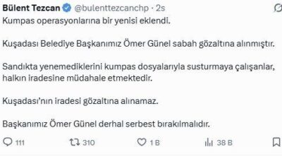 Kuşadası Belediye Başkanı Ömer Günel, bugün sabah saatlerinde henüz bilinmeyen