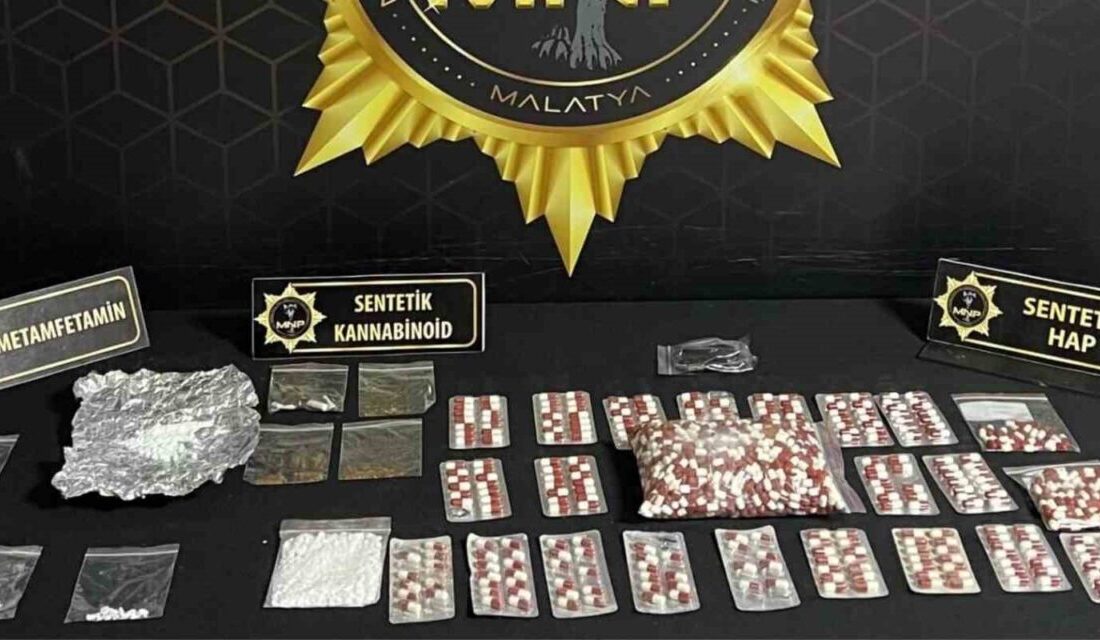 Malatya’da düzenlenen operasyonda çeşitli tür ve miktarlarda uyuşturucu madde ele