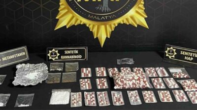 Malatya’da düzenlenen operasyonda çeşitli tür ve miktarlarda uyuşturucu madde ele
