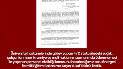 Milliyetçi Hareket Partisi (MHP) Kayseri Milletvekili Baki Ersoy, üniversite hastanelerinde
