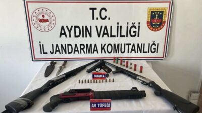 Aydın’ın Nazilli ilçesinde düzenlenen operasyonda ruhsatsız silah ve mühimmat ele