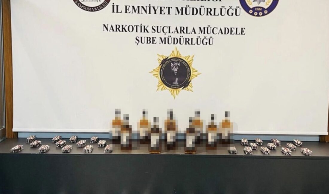 Samsun’da narkotik ekiplerince üç ilçede düzenlenen operasyonda uyuşturucu maddeler ile
