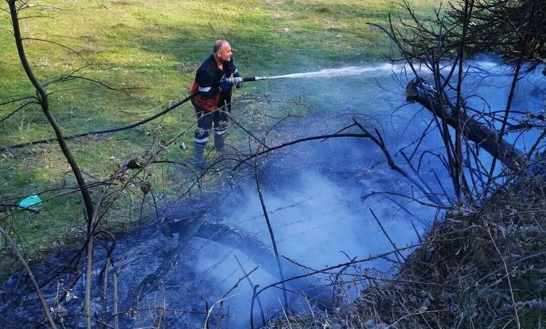 Sinop’un Ayancık ilçesinde yerleşim yerlerine yakın bir bahçede çıkan anız