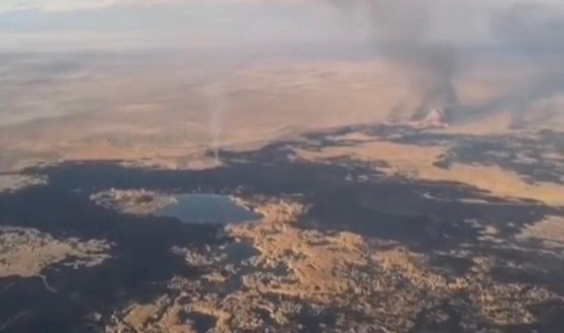 Kayseri’de Sultan Sazlığı Milli Park’ında çıkan ve geniş bir alana