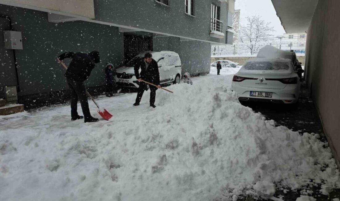 Bitlis’in Tatvan ilçesinde gece saatlerinde etkili olmaya başlayan yoğun kar
