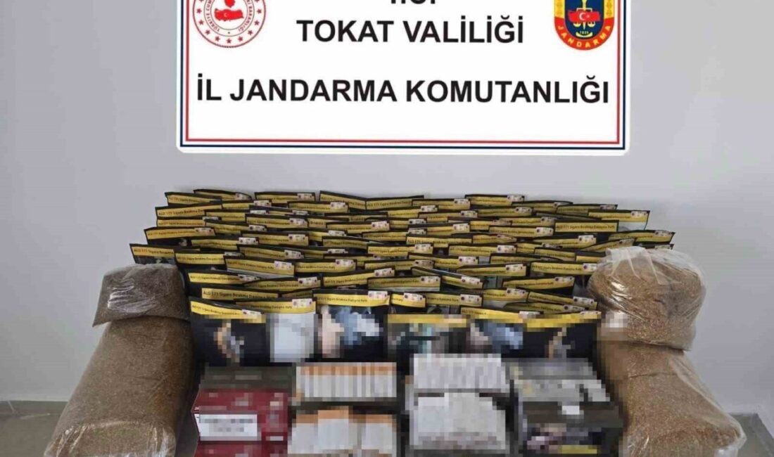 Tokat’ta jandarma ekiplerince düzenlenen operasyonda binlerce makaron ve kaçak tütün