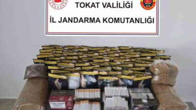 Tokat’ta jandarma ekiplerince düzenlenen operasyonda binlerce makaron ve kaçak tütün